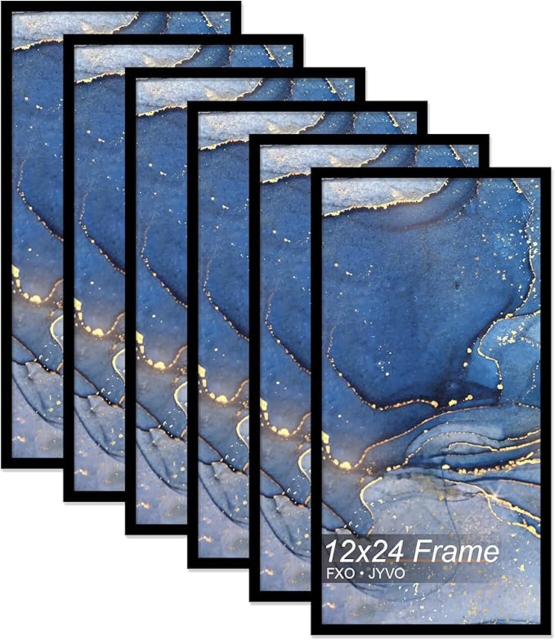 12x24 Picture Frame Set of 6, Black Frame for 12 x 24 Inch Picture Poster Photo, Light Weight and High Transparent 12 by 24 Frame for Wall - 6 Pack/Black/12 x24